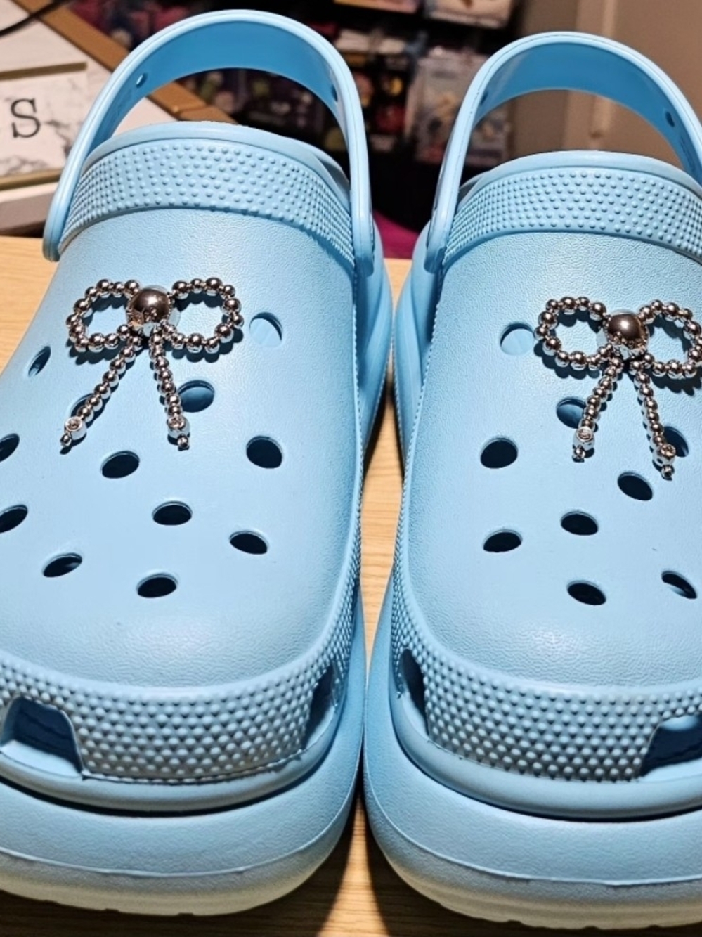 Two Silver Beaded Crocs Jibbitz - Picture 2 of 4